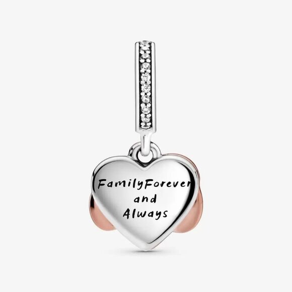 🌺Pink and Rose Gold Heart Charm for Pandora Bracelets - Picture 3 of 4
